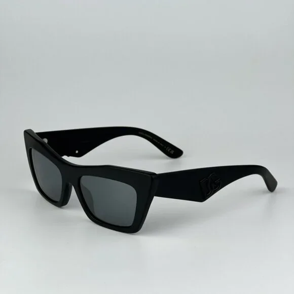 D&G DG4435 25256G BRAND NEW Sunglasses Matte Black Gray Mirrored Cat Eye Women